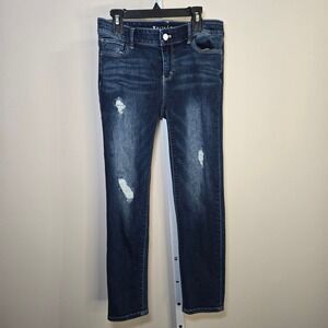 White House Black Market Womens Skinny Jeans Dark‎ Wash Distressed Size 0